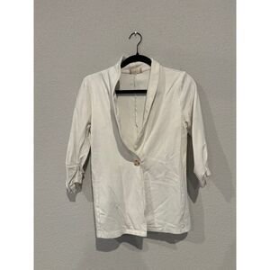 Altar'd State Women's Size S Shawl Collar‎ Single Button Closure Blazer White